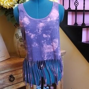 NWOT Mason + Mackenzie Fringed Tank Top - SZ L